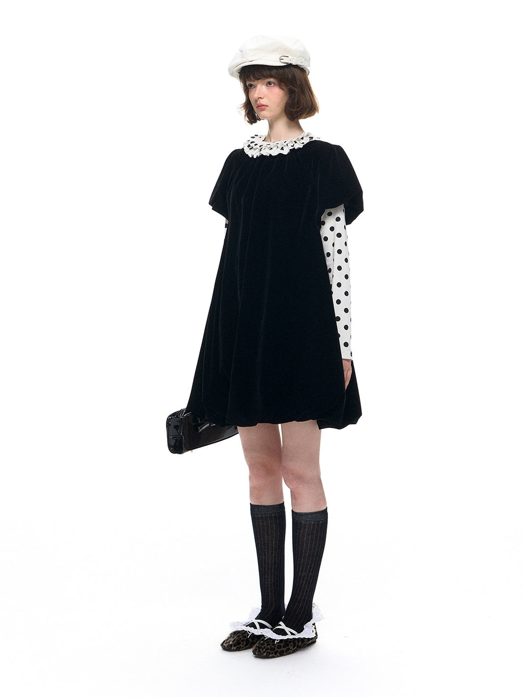 Romance Nanci A-line velvet balloon dress