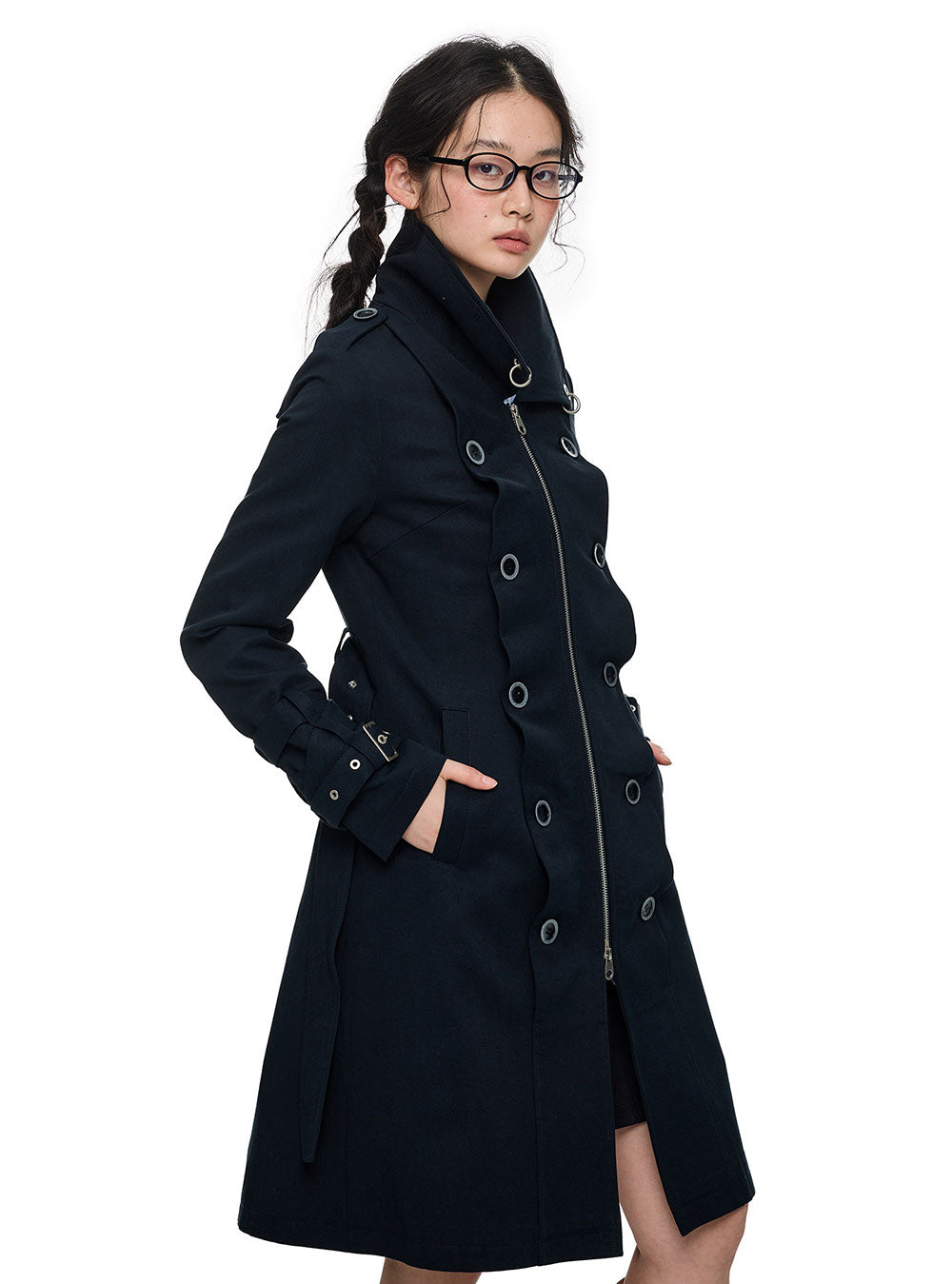 Tie Waist Double Breasted Trench Coat