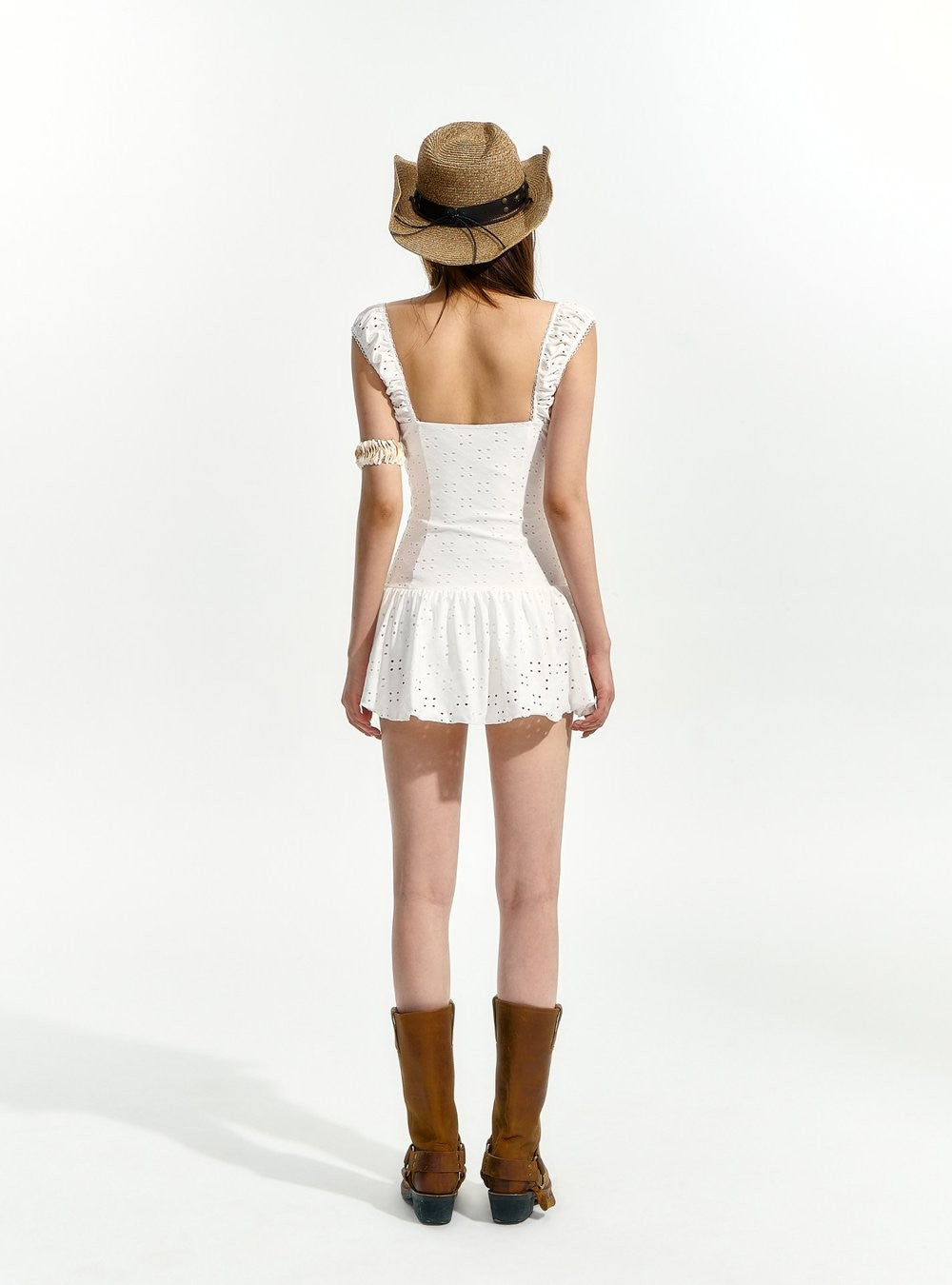 Lace Eyelet Ruffle Dress
