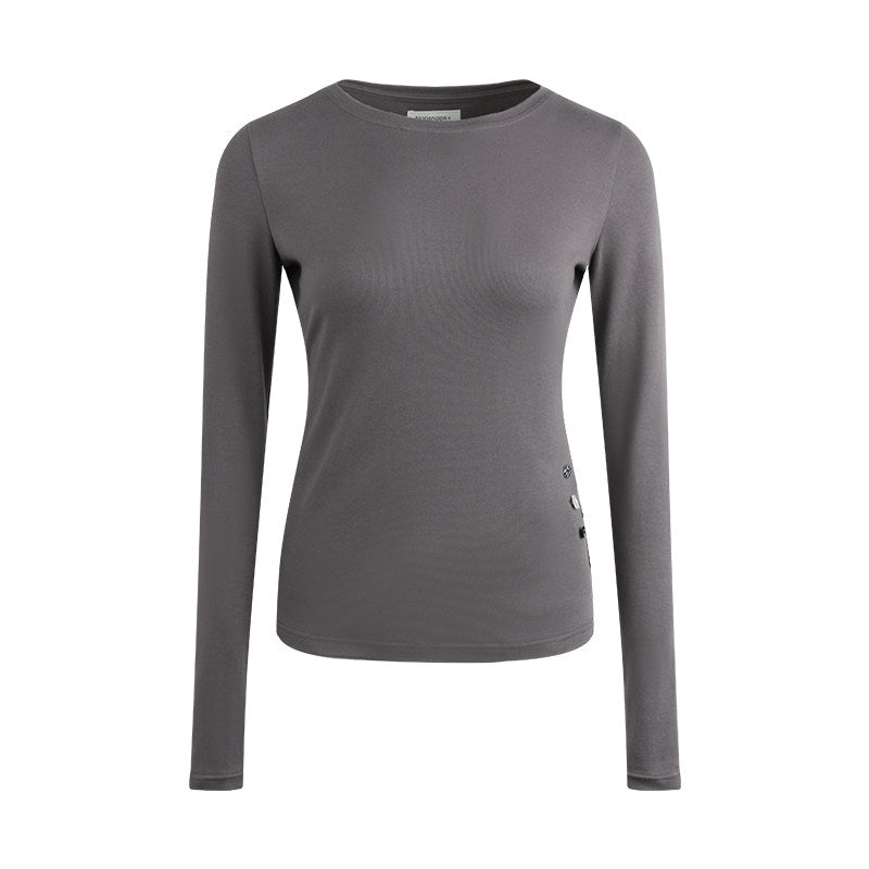 Soft Curve Button Slim Top (4color)