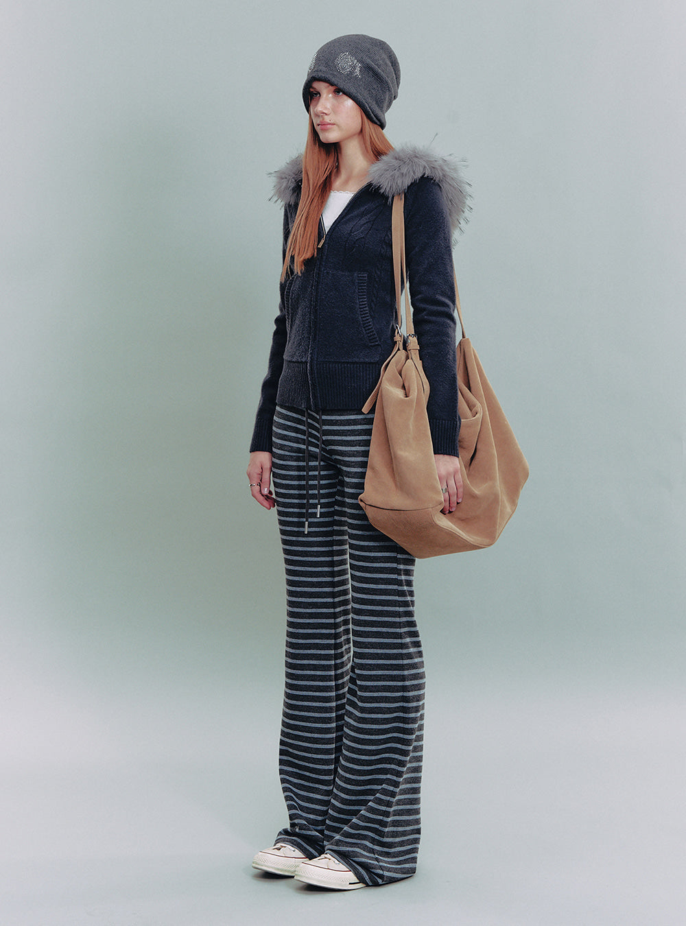 Striped Knit Flare Pants (2color)