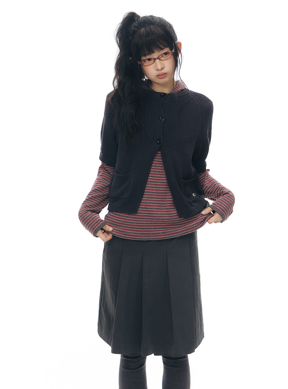 Clean Pleats Mini Skirt (2color)