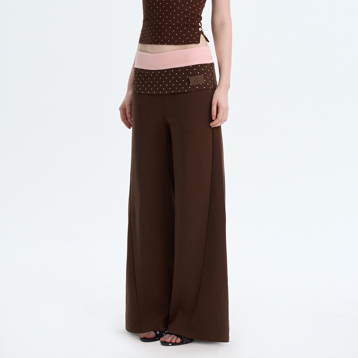Polka Dot Patchwork Three Piece Long Sleeve Women Long Pants Top & Pants Sets