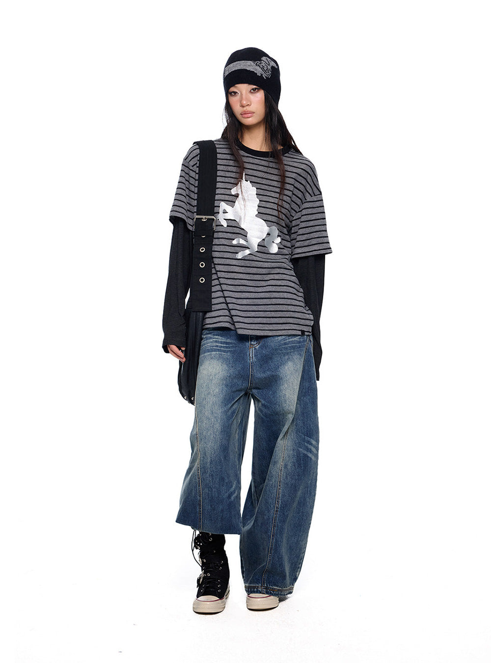 Striped Layered Print Top