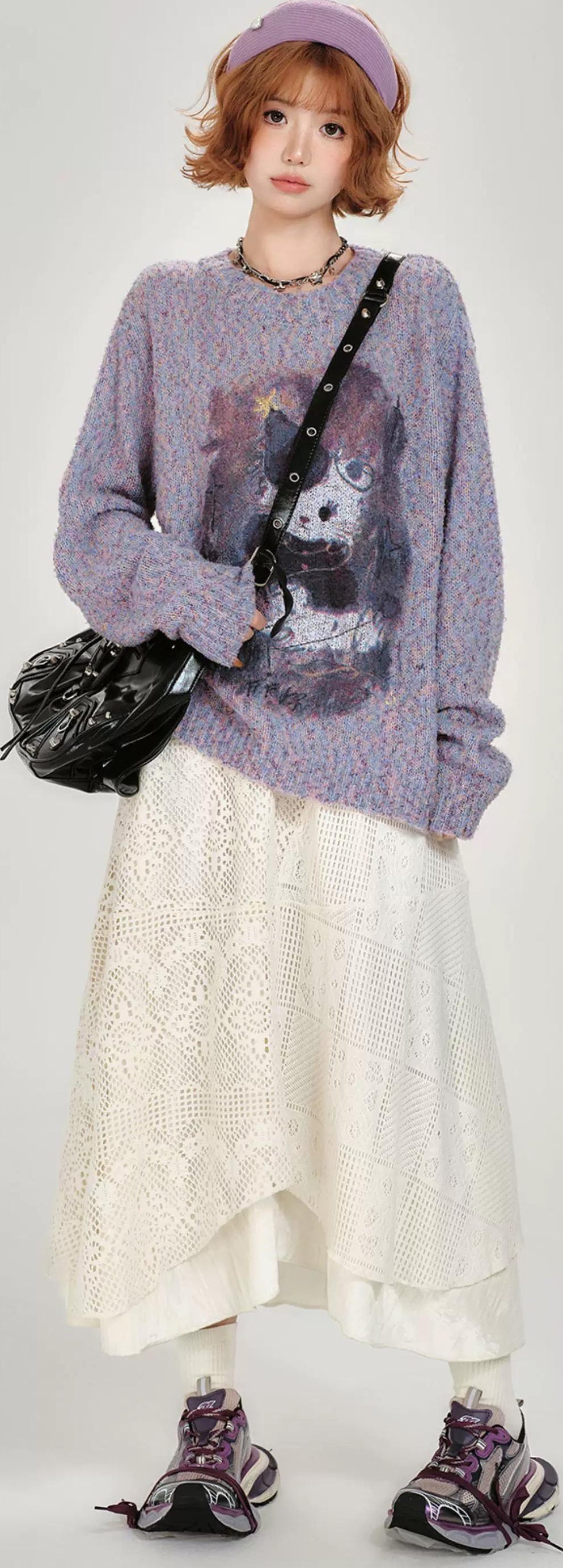 Girlyhalo |  RETRO PRINTED KNITTED SWEATER【ID:TN00008】