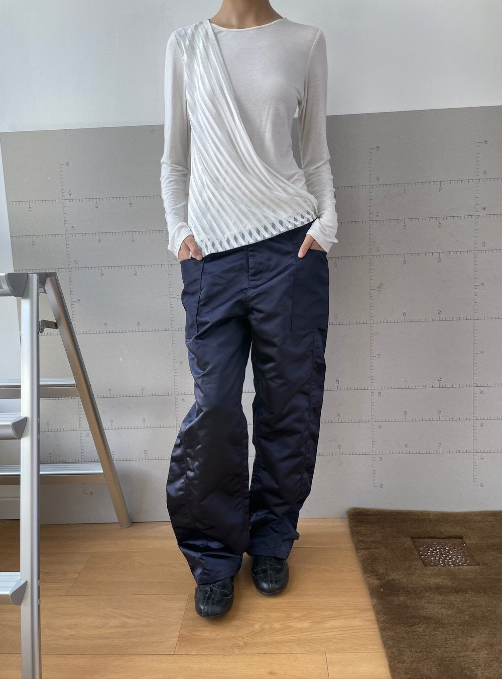 Twisted-Seam Nylon Pants