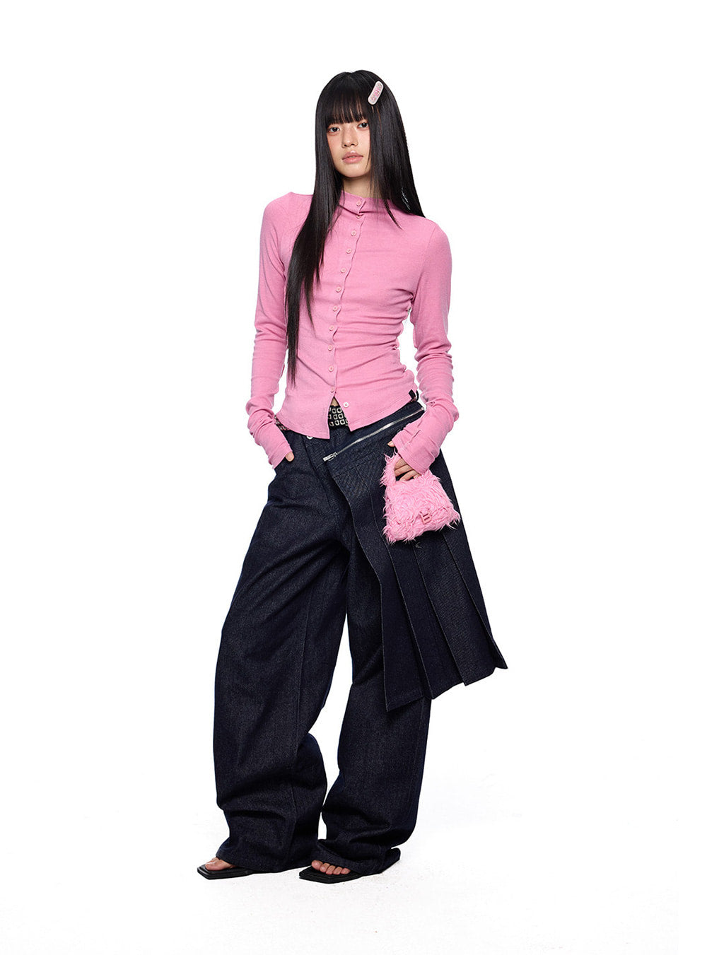 Detach Panel Raw Denim Pants