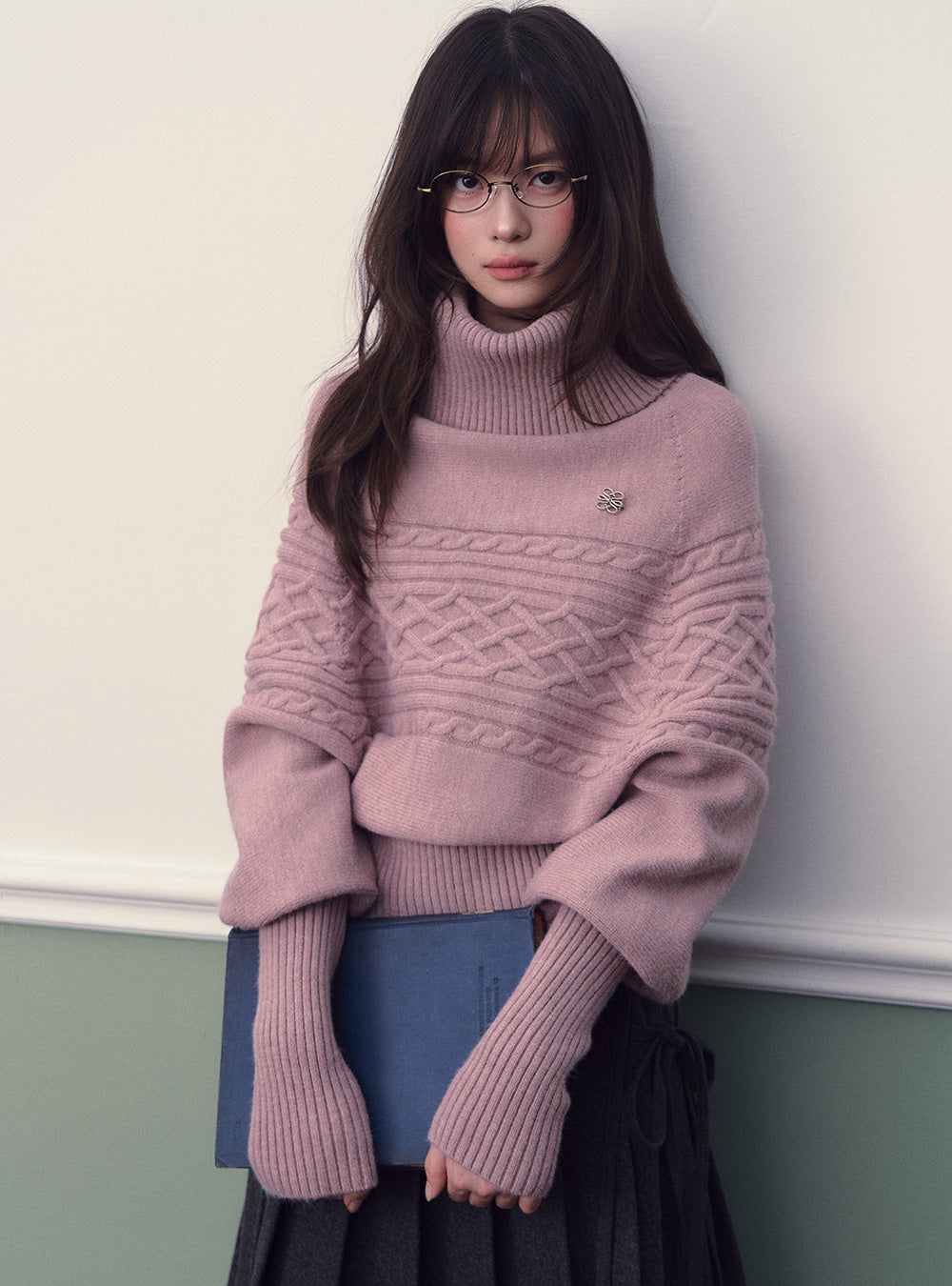 Diamond Jacquard Knit Sweater (2color)