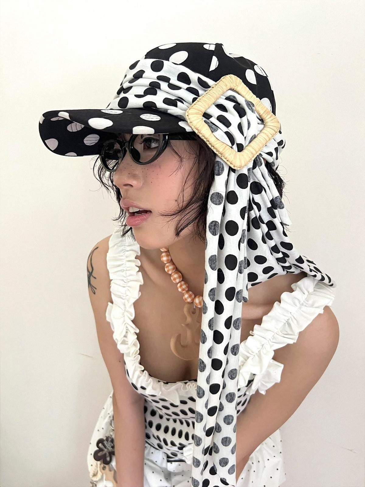 Cute Polka Dot Bow Adjustable Cotton Casual Unisex Couple Baseball Caps