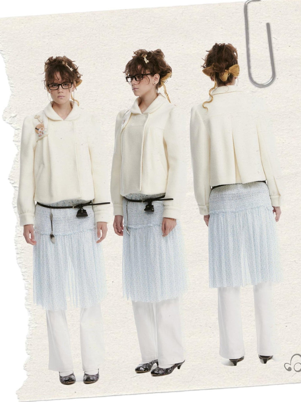 Cozy Faux Lambswool Double Breasted Puff Short Doll Collar Women Cropped Jackets