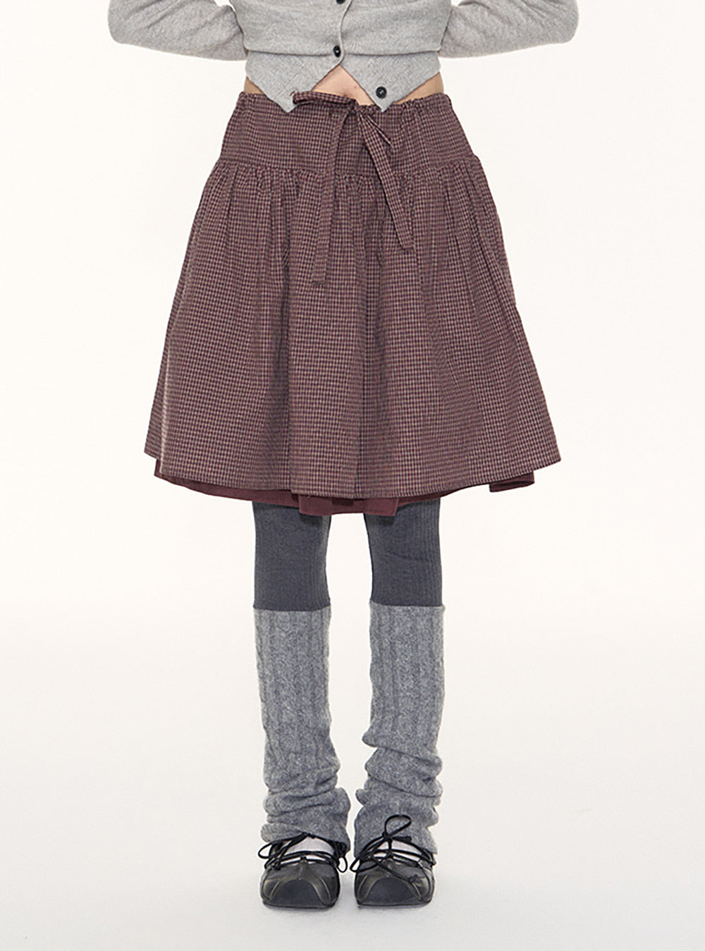 Ribbon Tie Gathered Skirt (2color)