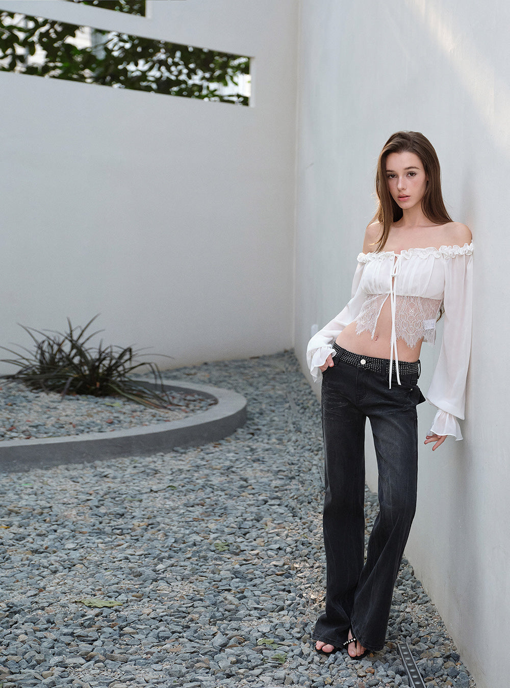 Ethereal Lace Whisper Off-Shoulder Top