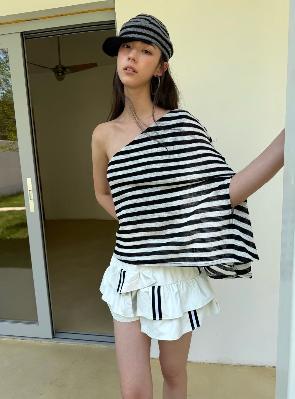 One Shoulder Butterfly Sleeve Top
