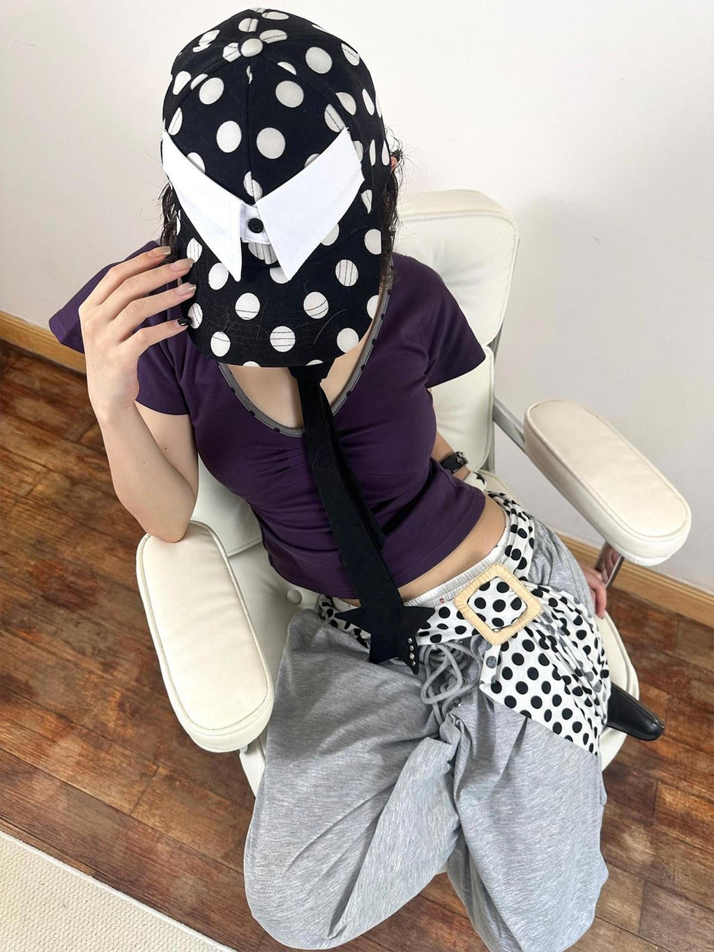 Cute Polka Dot Bow Adjustable Cotton Casual Unisex Couple Baseball Caps