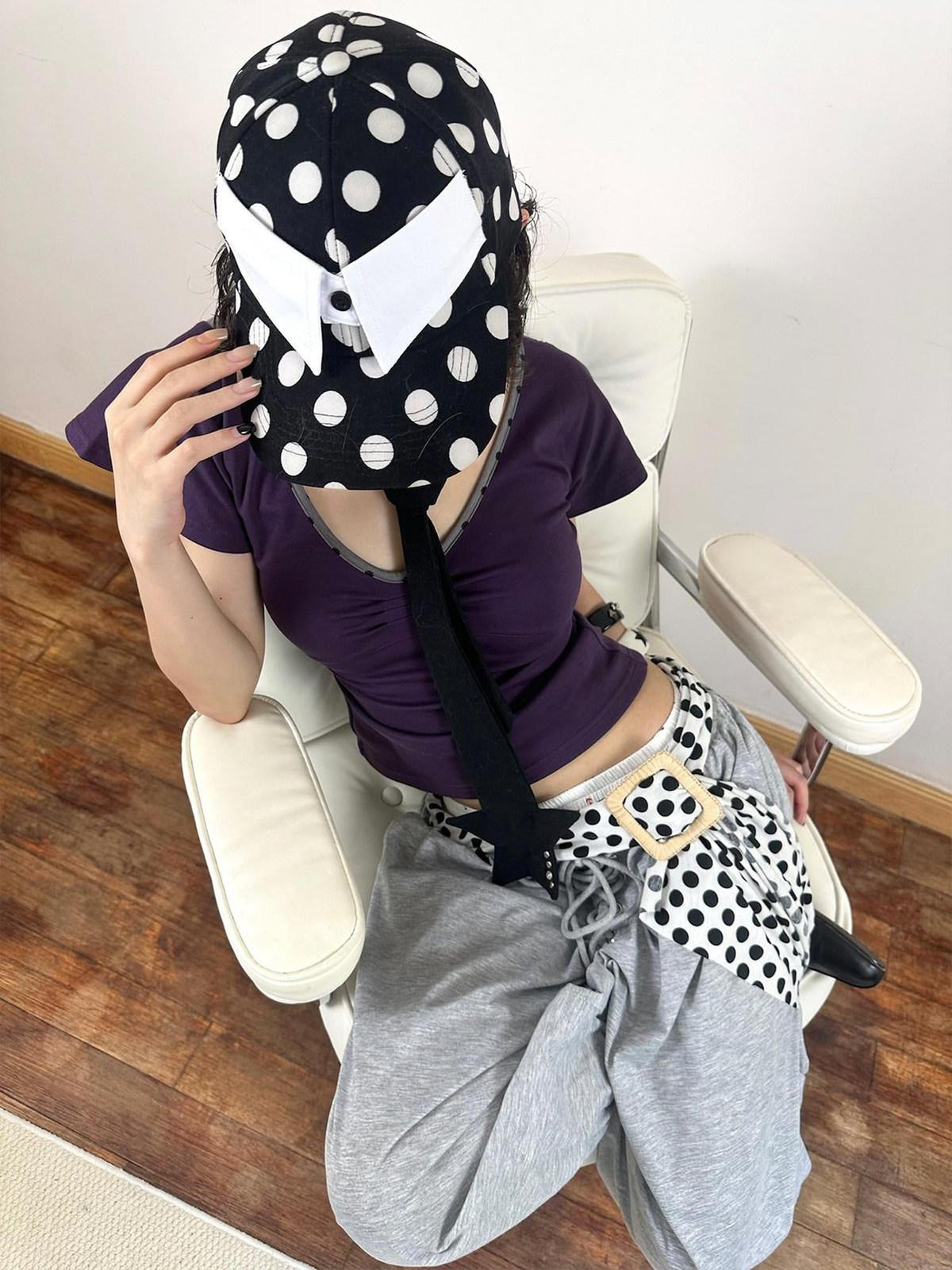 Cute Polka Dot Bow Adjustable Cotton Casual Unisex Couple Baseball Caps