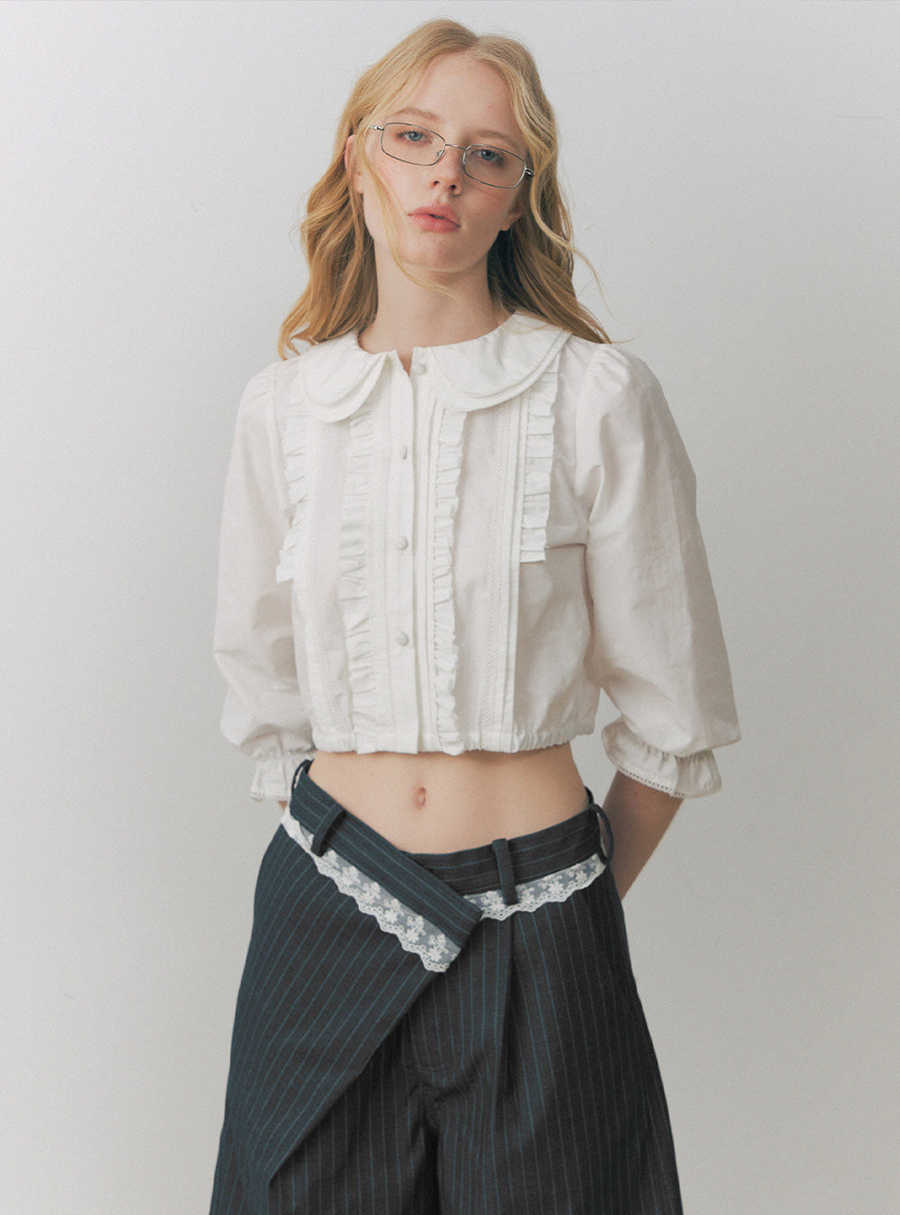 Ivory Petal Collar Frill Blouse