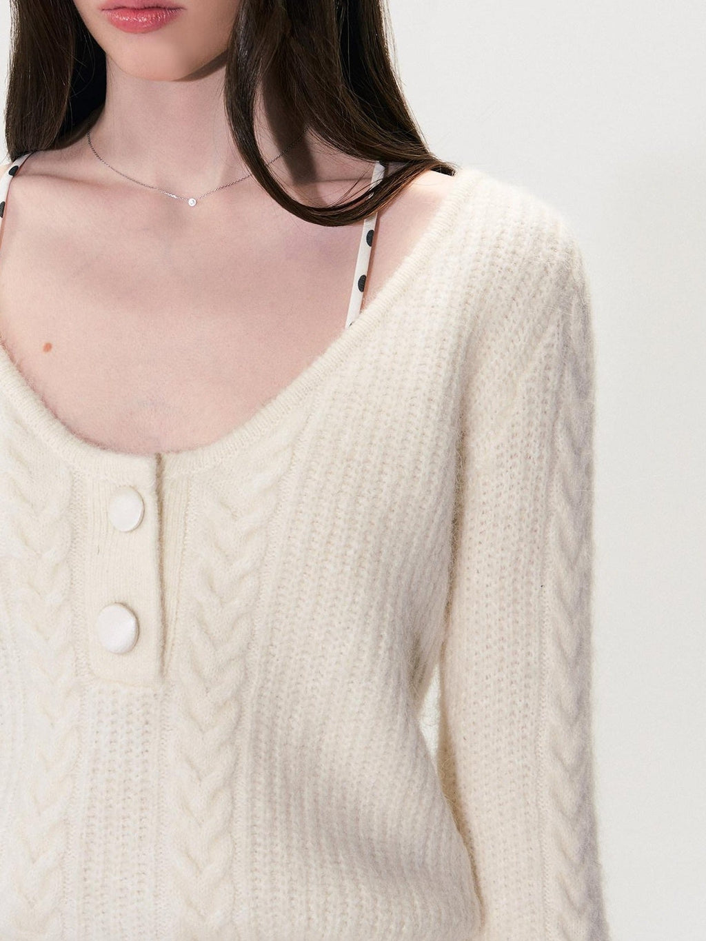 Soft Vintage Oversized Button V-neck Pullover Knit Wool Blend Girls Sweaters