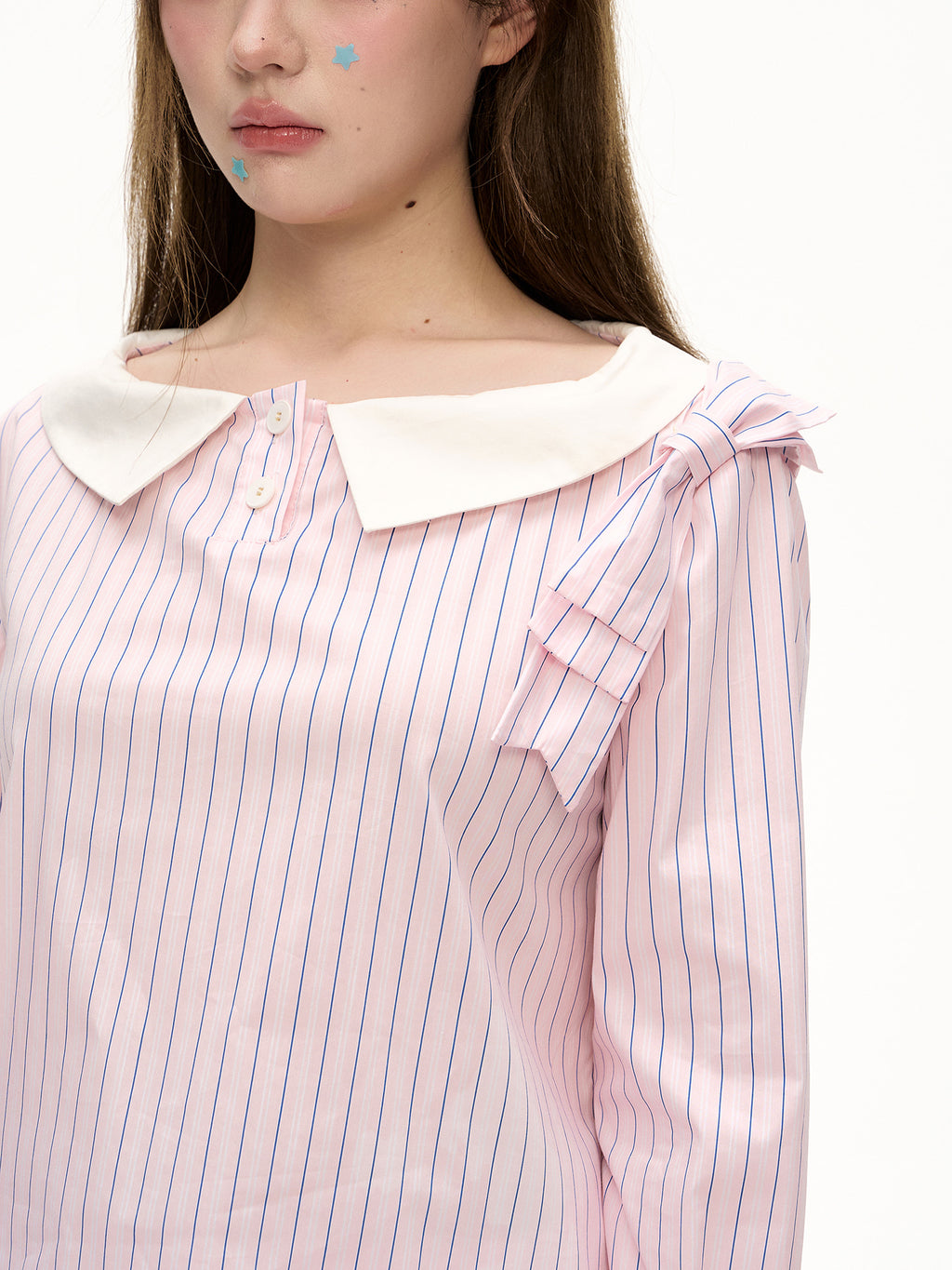 Romance Nanci Pink Striped Blouse
