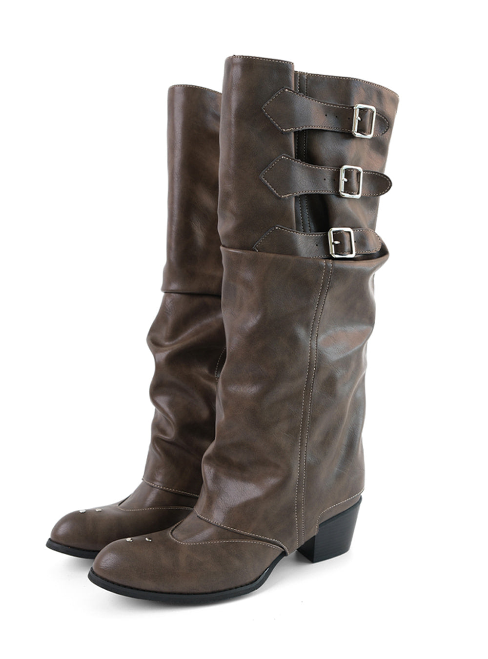 Western Triple Buckle Tall Boots (2color)