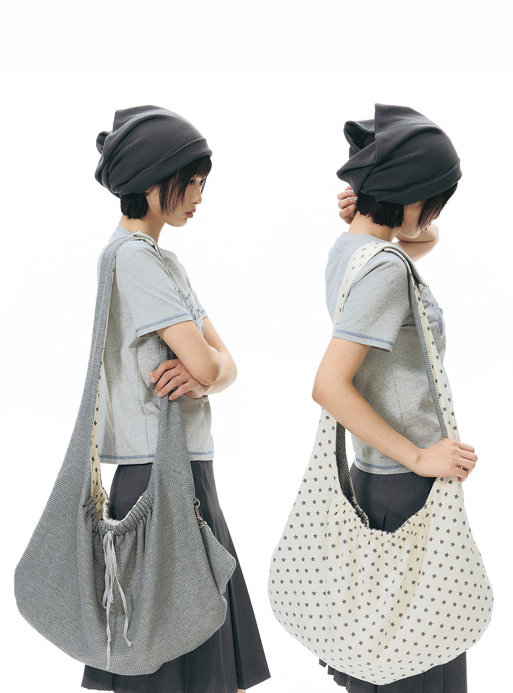 Reversible Patch Shoulder Bag (2color)