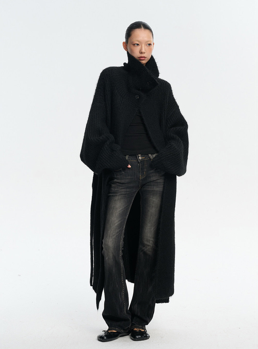Stand Collar Chunky Knit Sweater