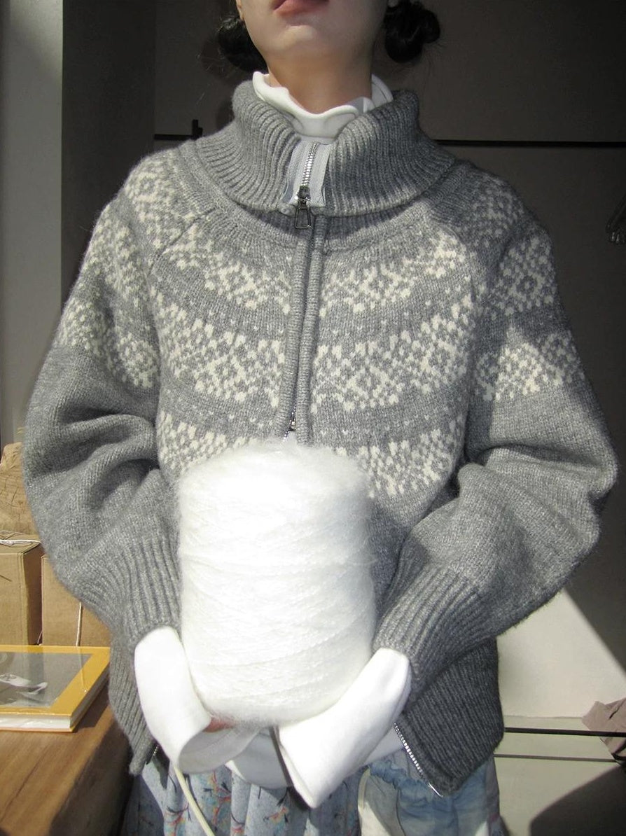 3months | CASUAL FAIR ISLE KNIT CARDIGAN【ID:TN00067】