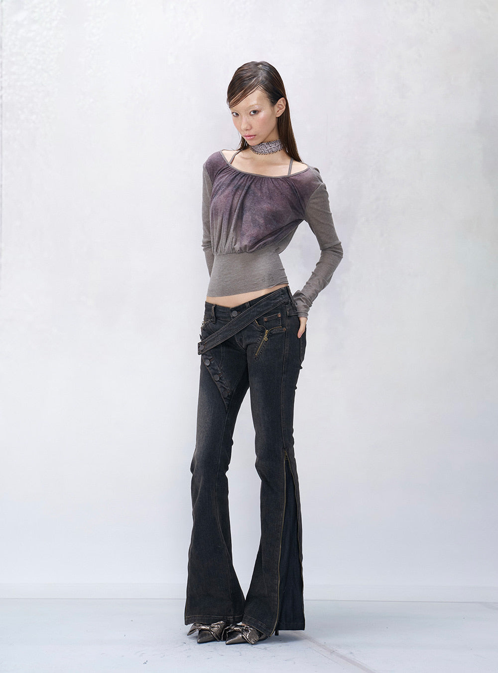 Shadow Backless Long Sleeve Top