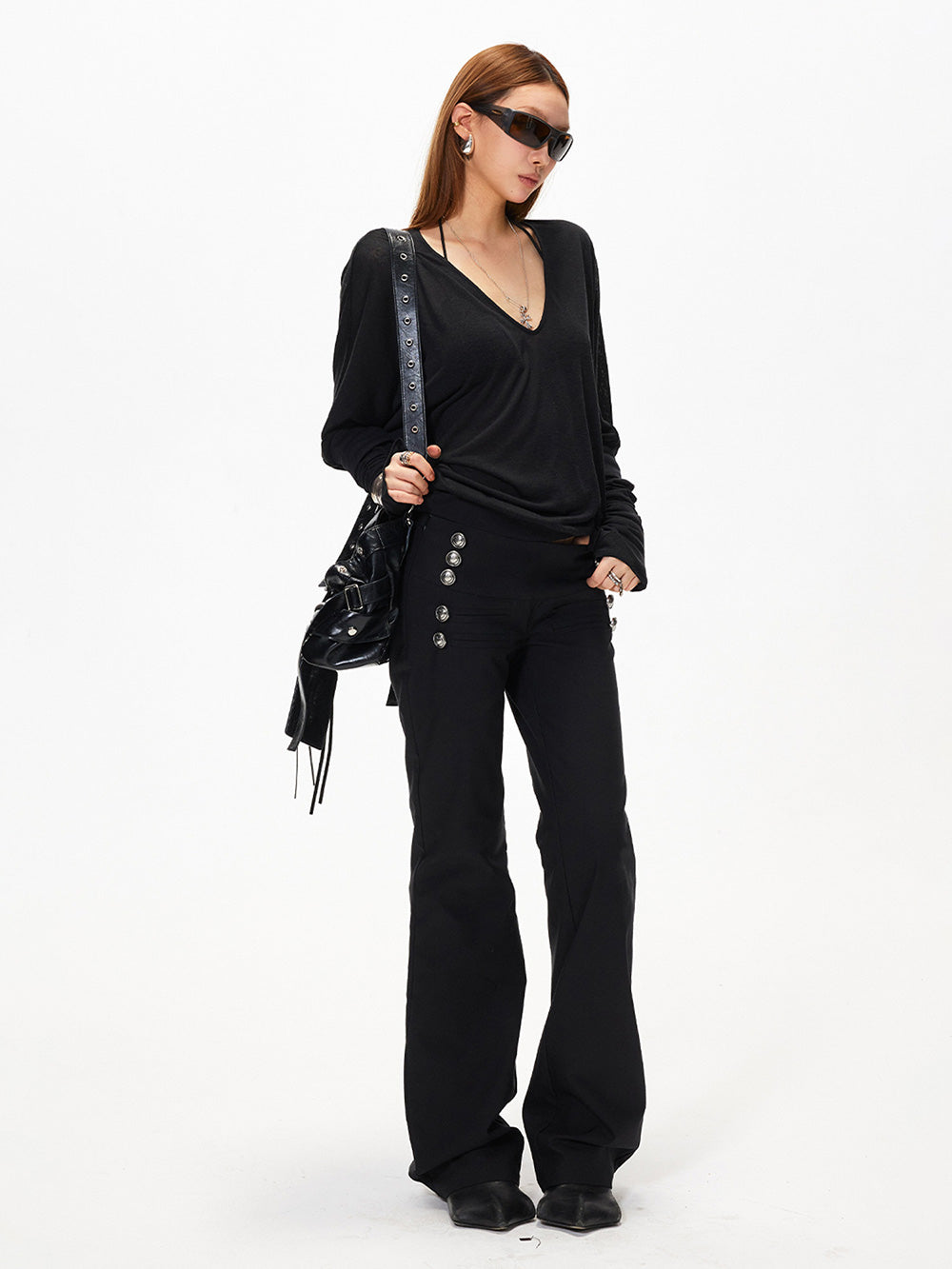 Black Drift V-Neck Layer Top