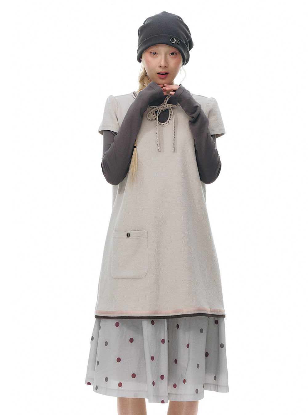 Cold Ash Dot Flare Skirt