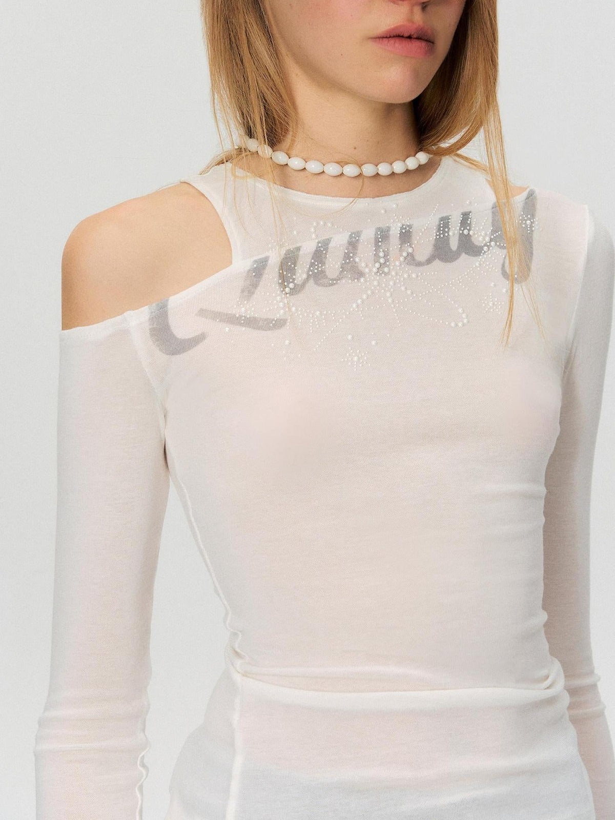 Rhinestone Vintage Slim Women Lyocell Blend Letter Print Long Sleeve Crop Tops