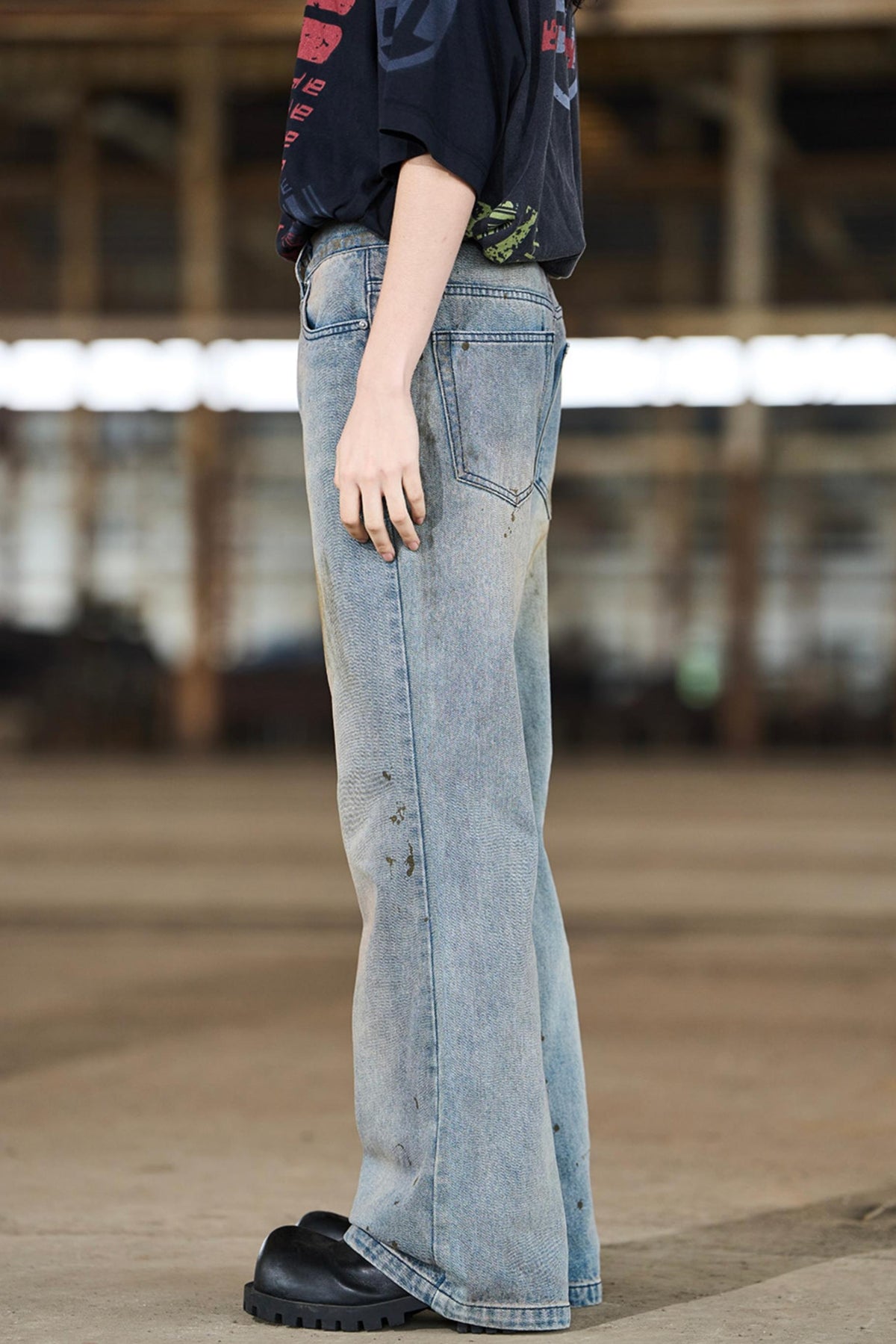 Aged Straight Leg Denim Pants