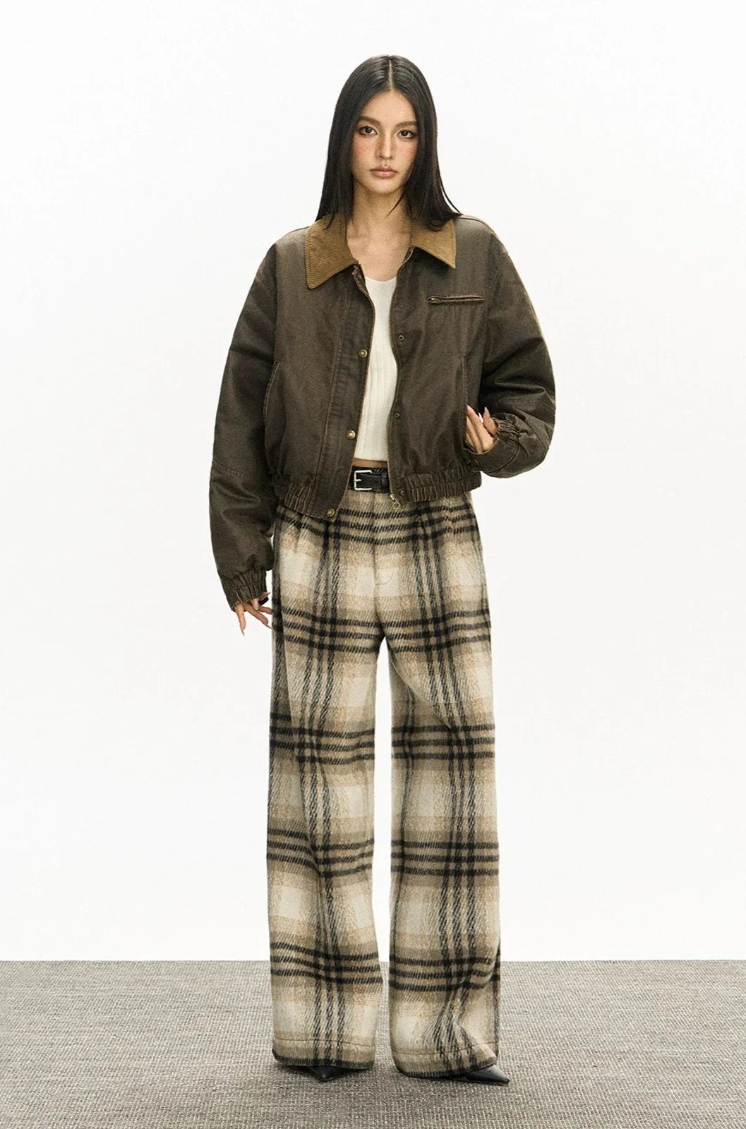 Vintage Corduroy Collar Bomber Jacket
