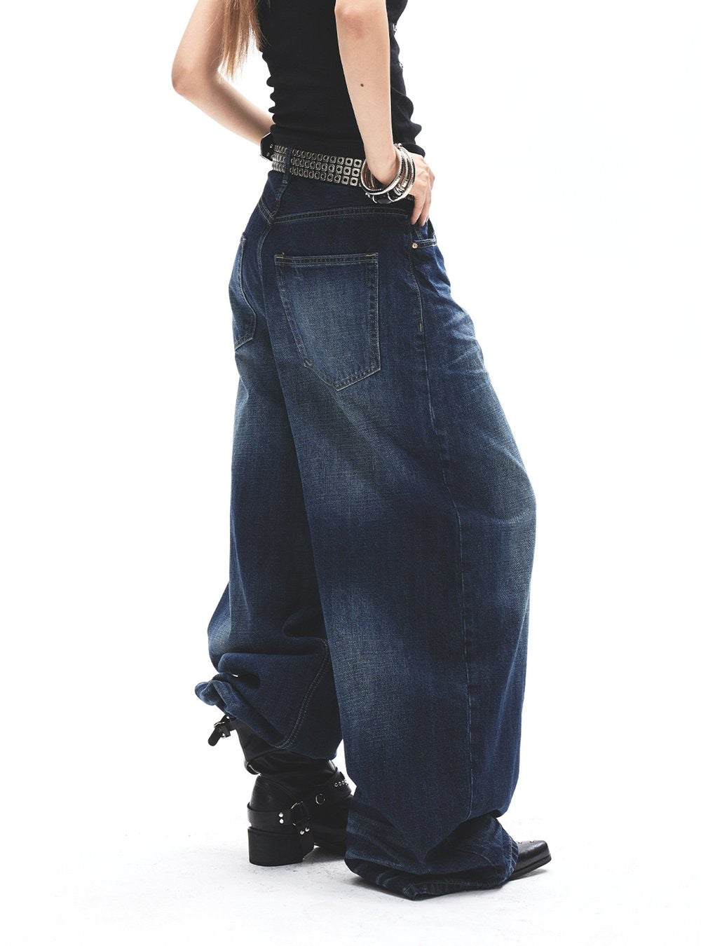 Wide Fade Wash Denim Pants