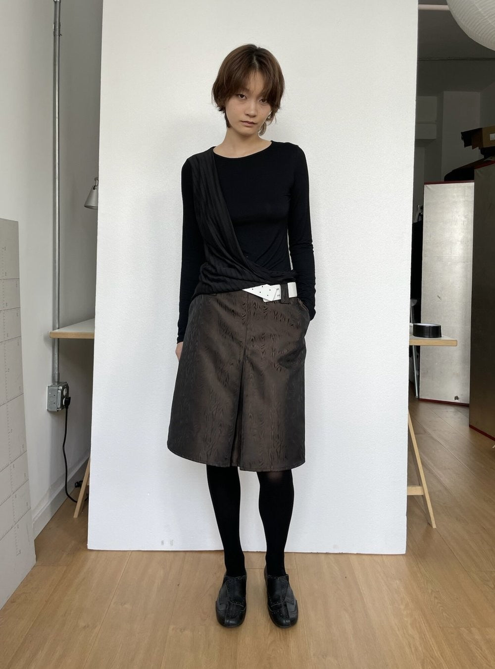 Woodgrain Slit Skirt