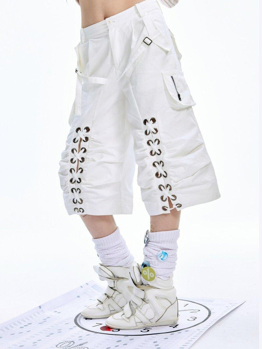 Original Baggy Low Waist Cotton Unisex White Casual Street Mid-Length Shorts