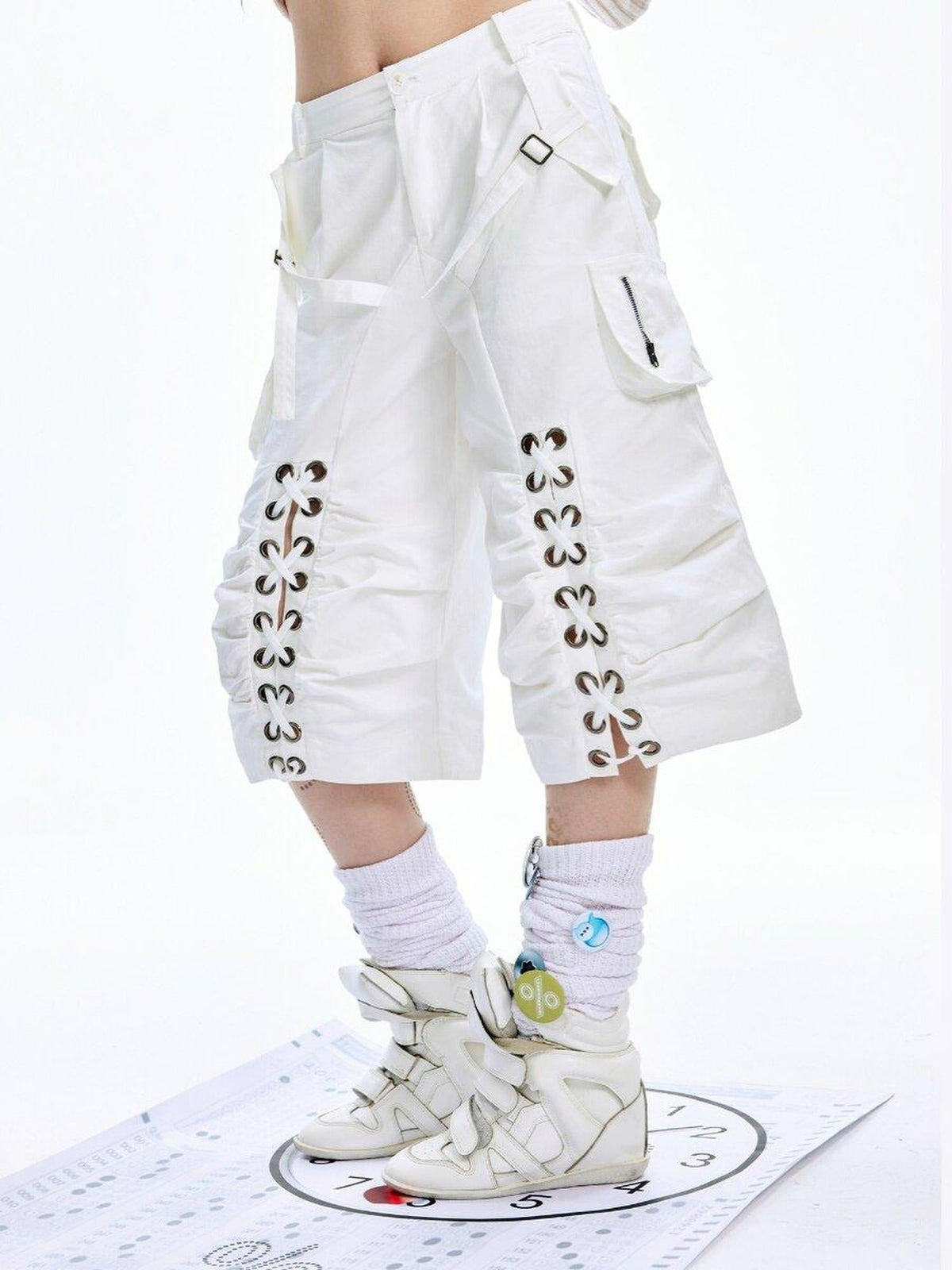 Original Baggy Low Waist Cotton Unisex White Casual Street Mid-Length Shorts
