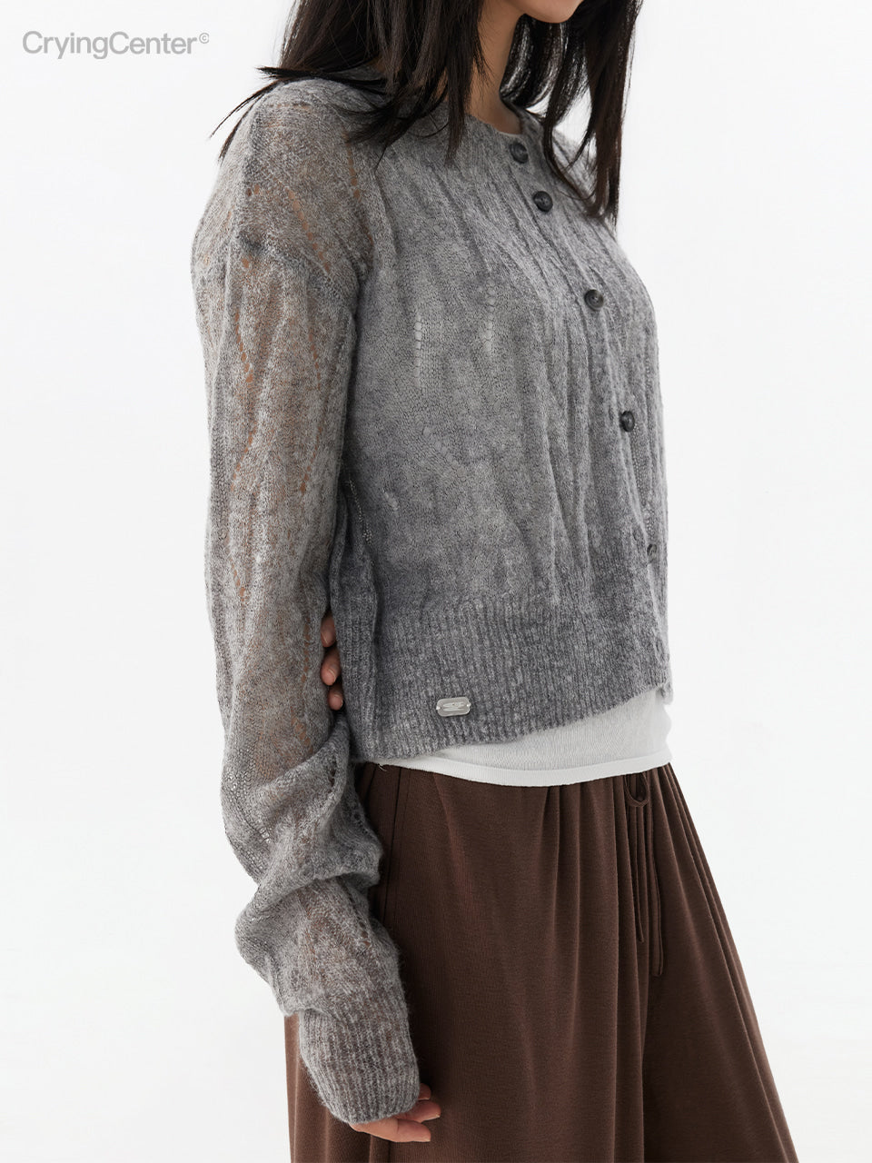 CryingCenter Jacquard Long-Sleeve Cardigan