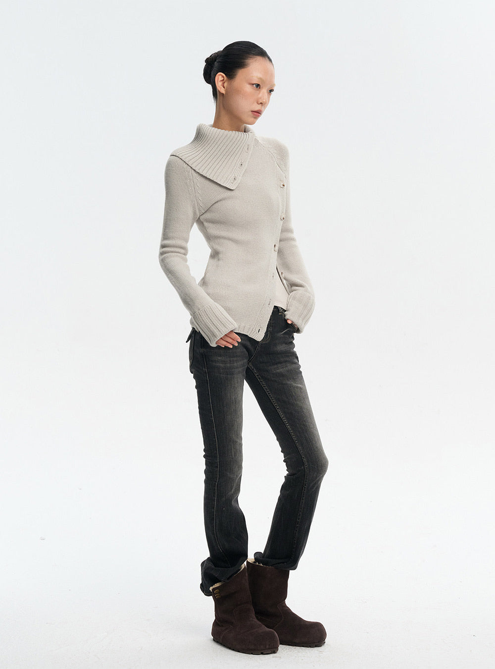 Wool Blend High Neck Knit