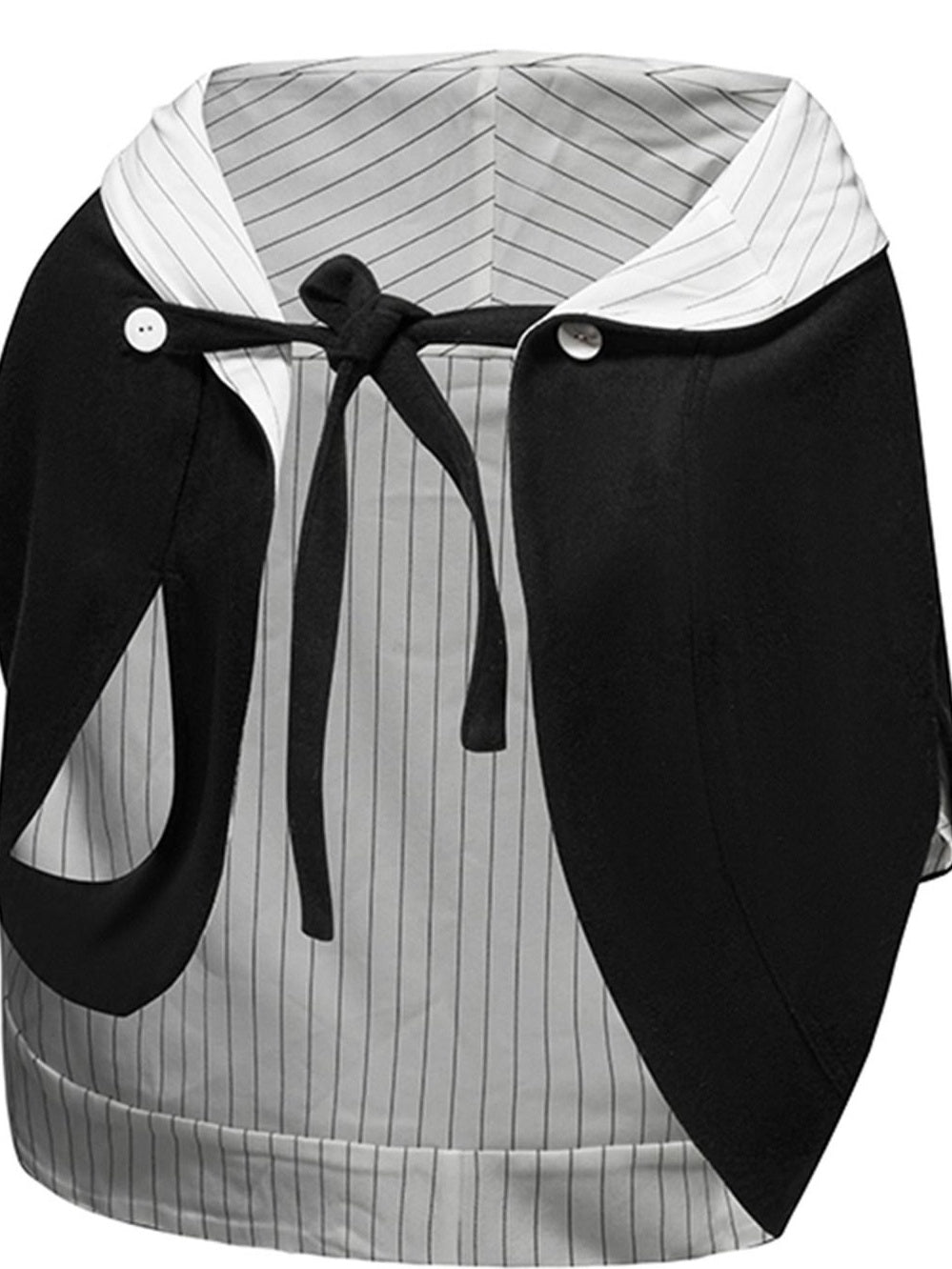 Warm Wool Blend Reversible Asymmetric Short Tie Closure Striped Unisex Accessories