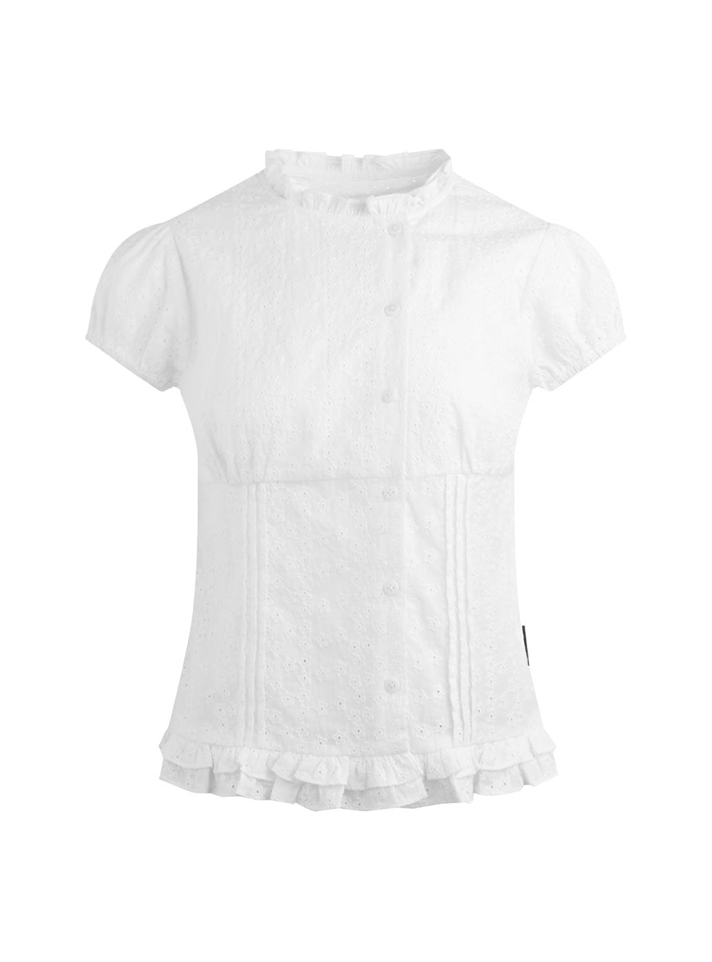 Frill Waist Panel Button Blouse (2color)