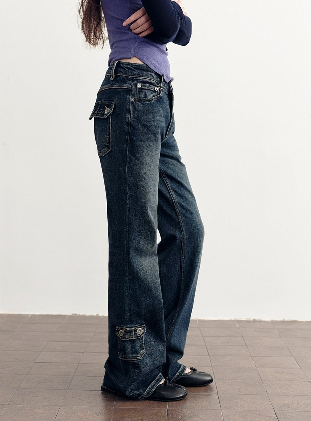 Deep Flare Denim Pants