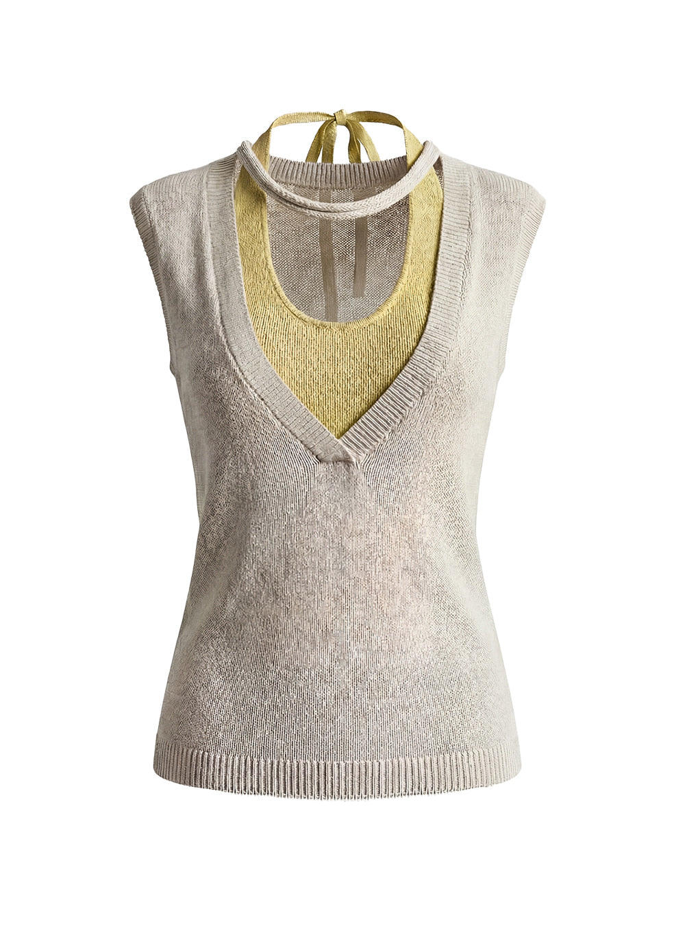 Lemon Knit Sleeveless Top