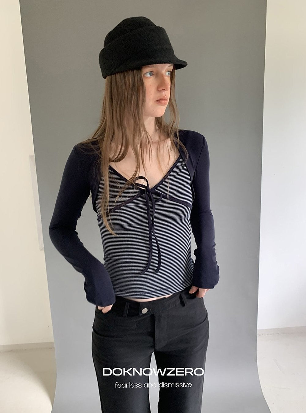 Stripe Tie Front Top