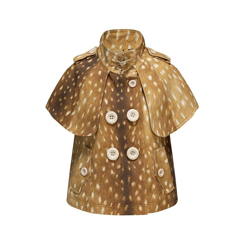 Windproof Cotton Stretch Cute Cropped Doublebreasted Unisex Polka Dot Blouses