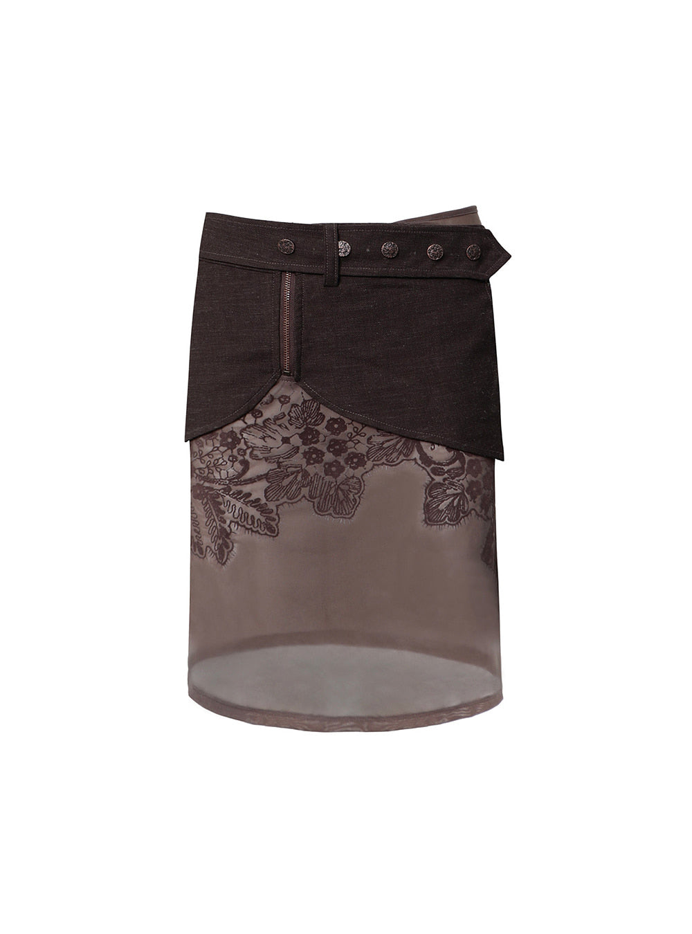 Flare Mesh Embroidered Skirt