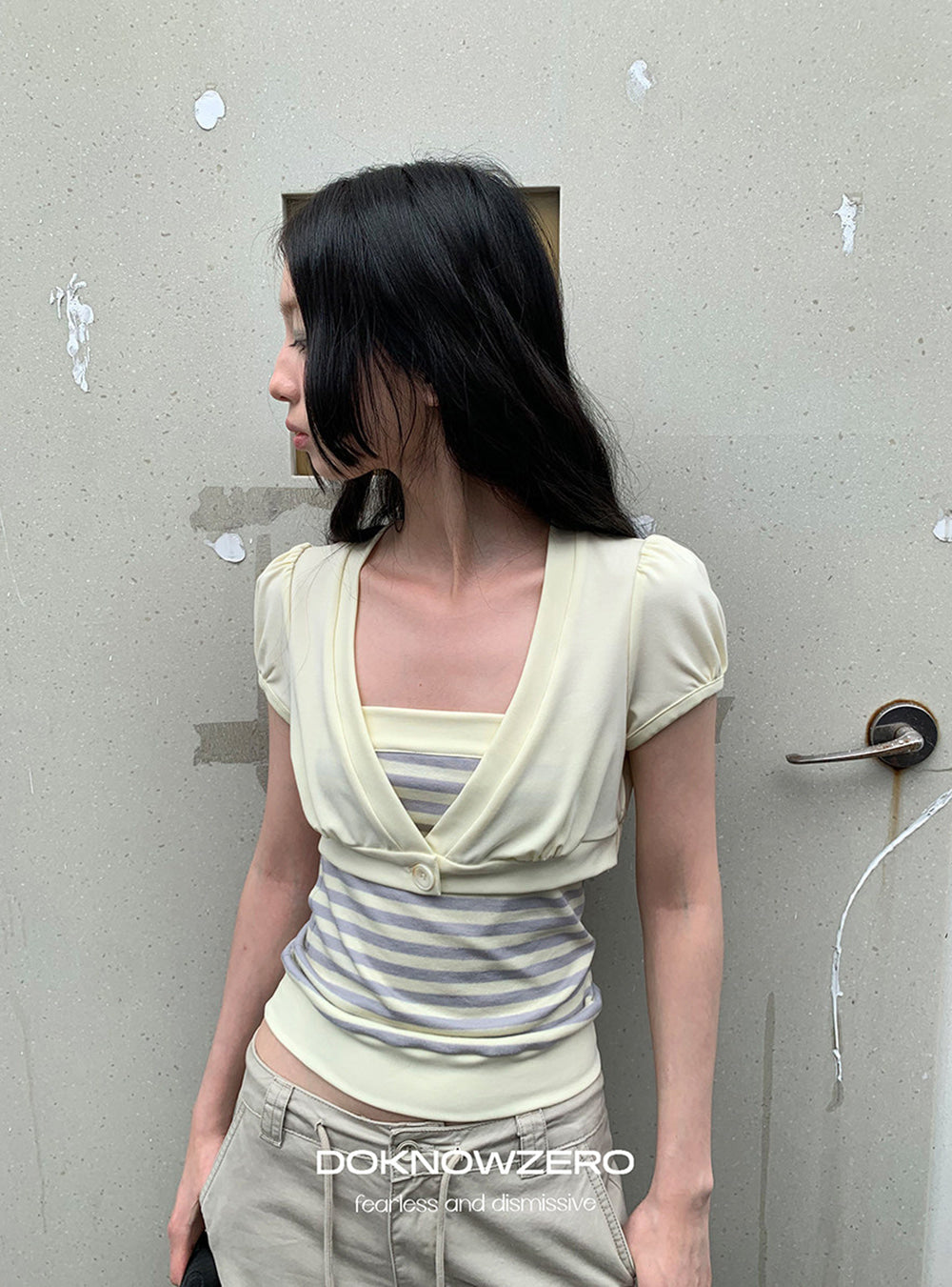 Dopamine Cropped Puff Cardigan (2color)