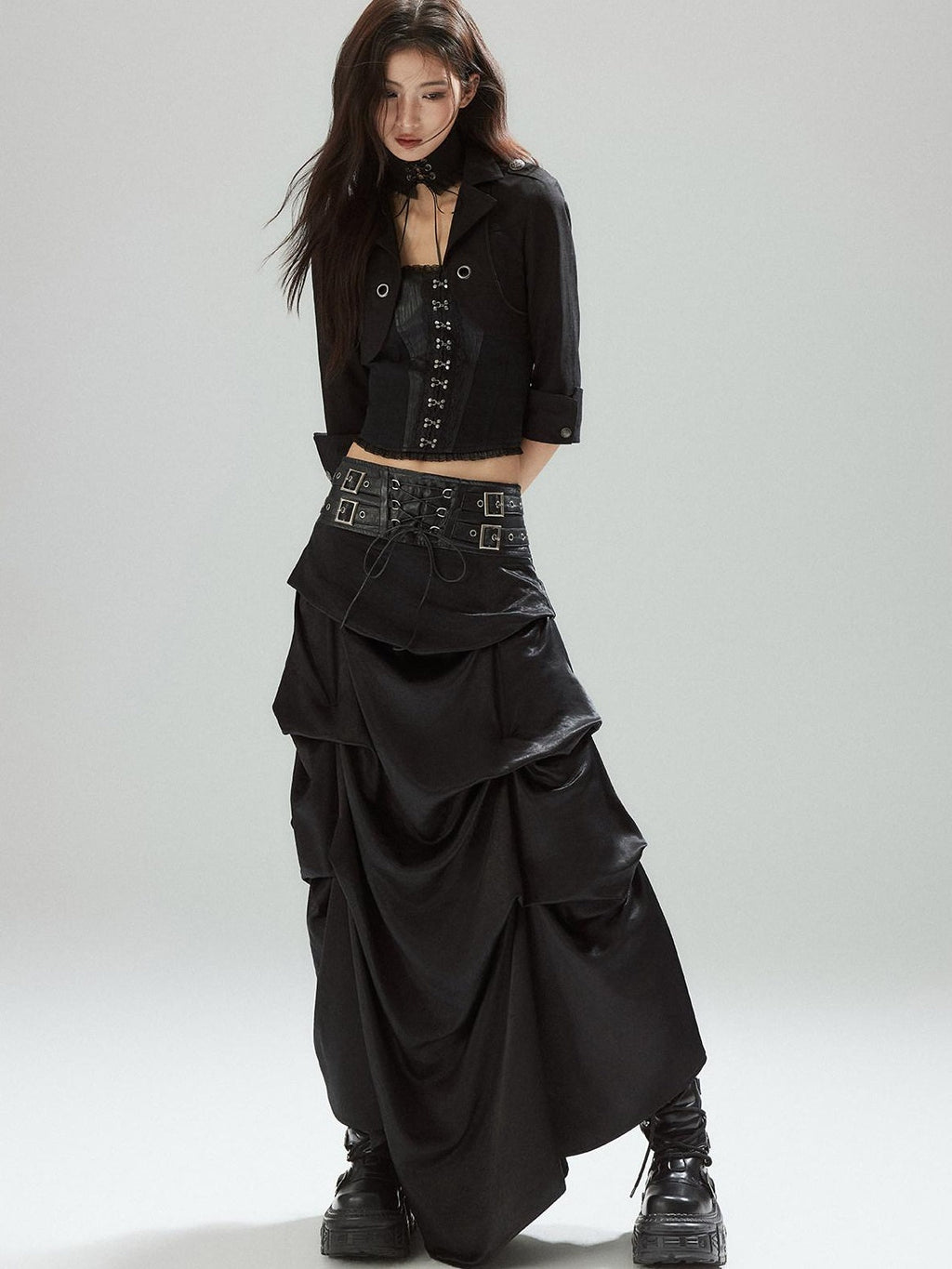 Zipper Slim Fit Cotton Streetwear Black Short No Padding Tube Tops