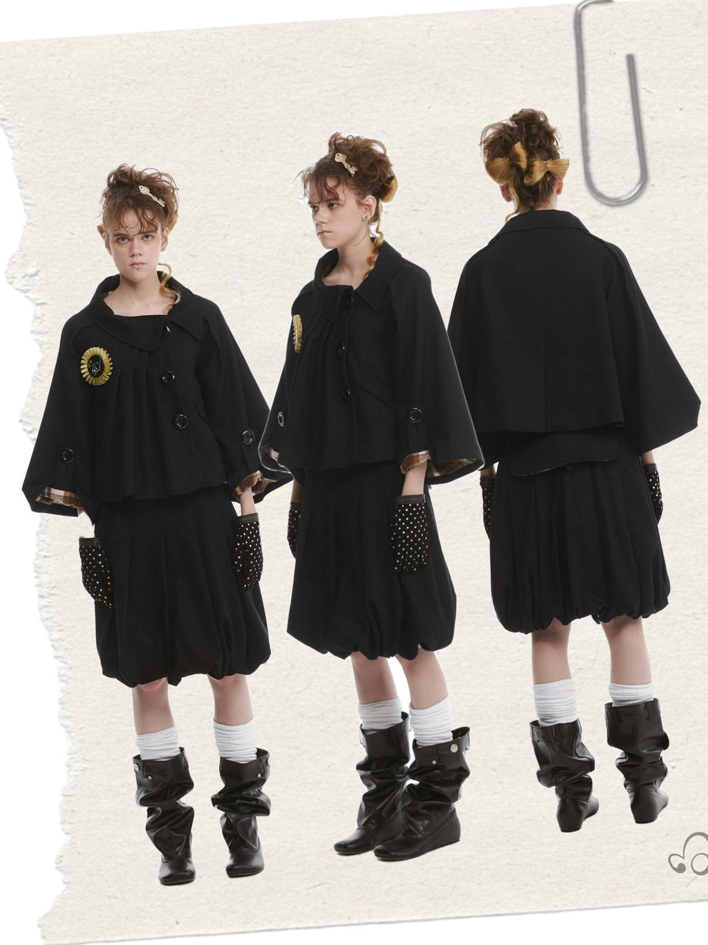 Cute Bow Plaid Cropped Lapel Top High Waist Skirt Unisex Top & Skirt Sets