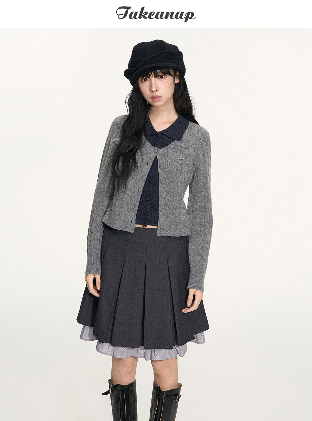 Color-Block Layered Knit Cardigan