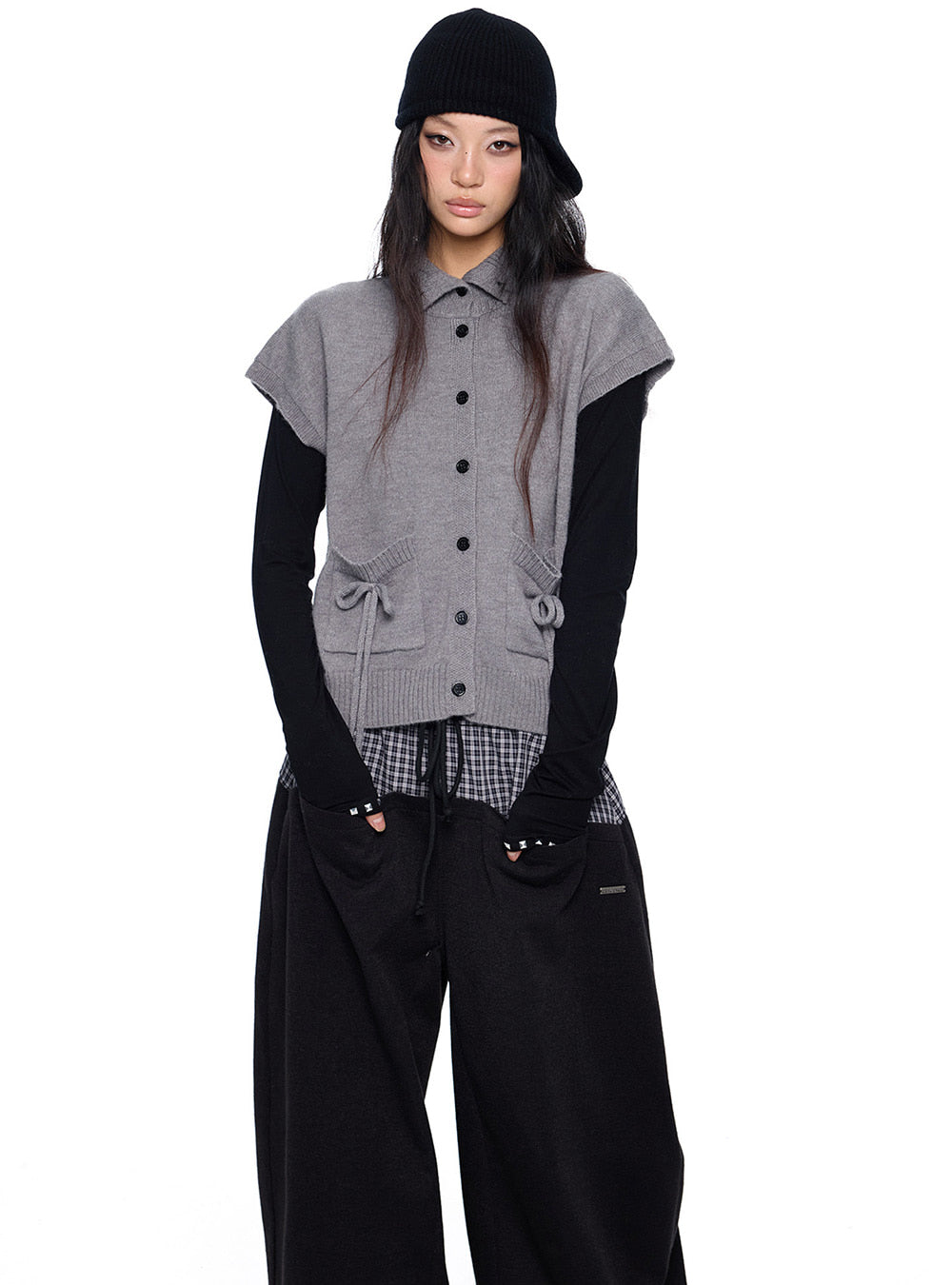 Pocket Wool Blend Knit Vest